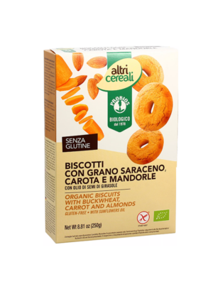 altri cereali probios biscotti con grano saraceno, carote e mandorle - celiachia milano
