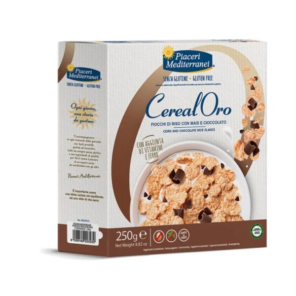 PIACERI MEDITERRANEI CEREAL ORO FIOCCHI DI RISO CON MAIS E CIOCCOLATO 250G