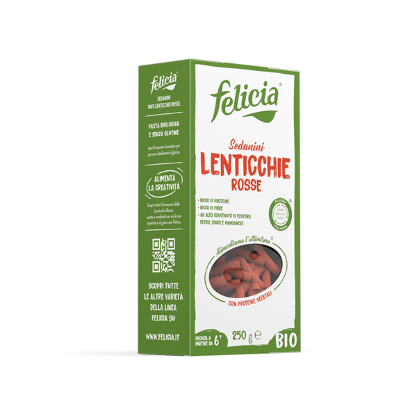felicia sedanini di lenticchie rosse senza glutine - celiachia milano
