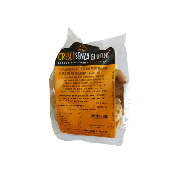 Cresci Senza Glutine Prodotti da forno Taralli con semi di finocchio - Celiachia Milano