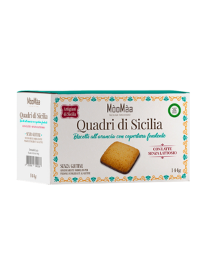 MòoMàa Quadri di Sicilia Biscotti all'arancia con copertura fondente senza glutine | Celiachia Milano