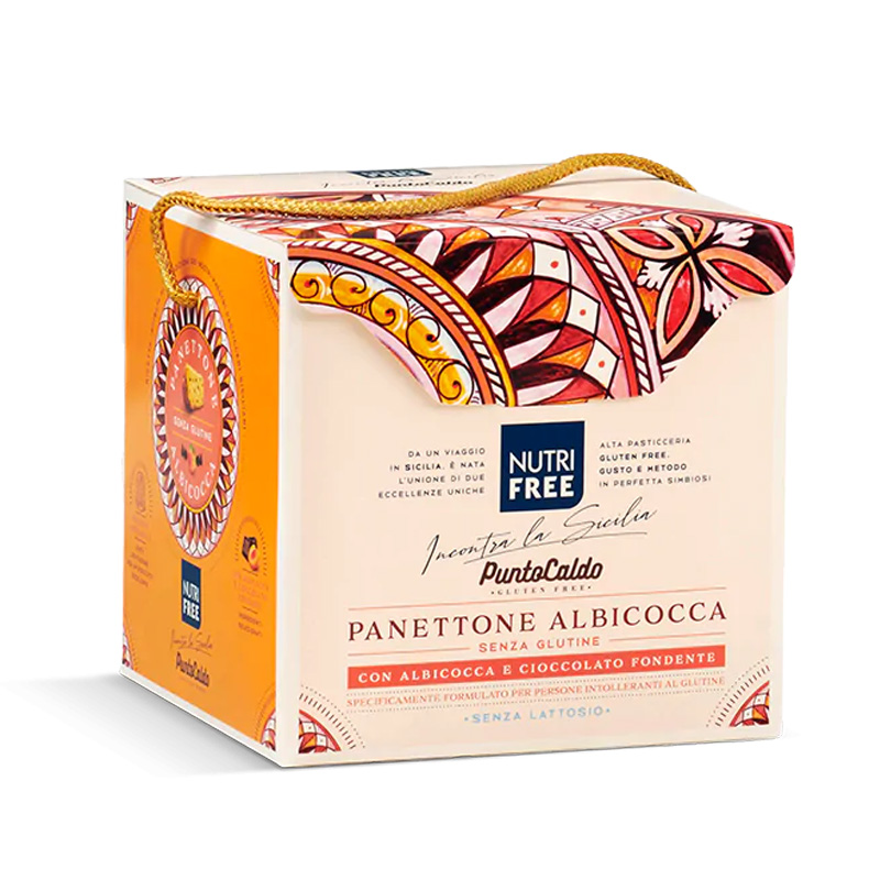 Nutrifree Panettone albicocca e cioccolato senza glutine Punto Caldo - Celiachia Milano