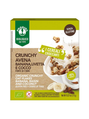 Probios Crunchy Avena Banana Uvetta e Cocco senza glutine | Celiachia Milano