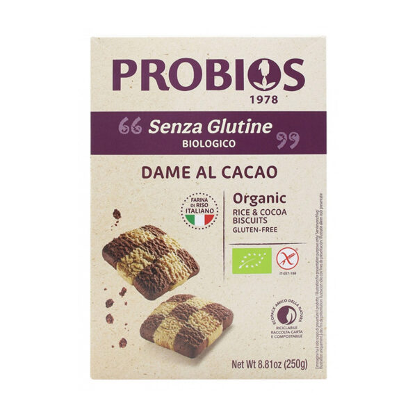 Probios Dame al Cacao Biscotti di riso senza glutine | Celiachia Milano