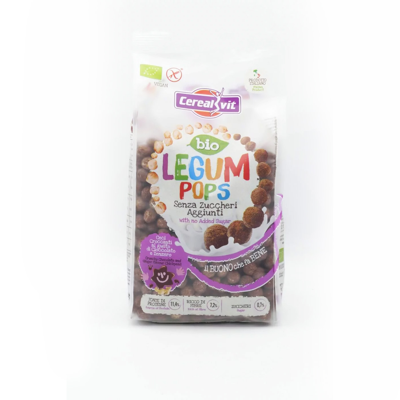 CEREALVIT LEGUM POPS AL GUSTO CIOCCOLATO E ZENZERO SENZA ZUCCHERI AGGIUNTI