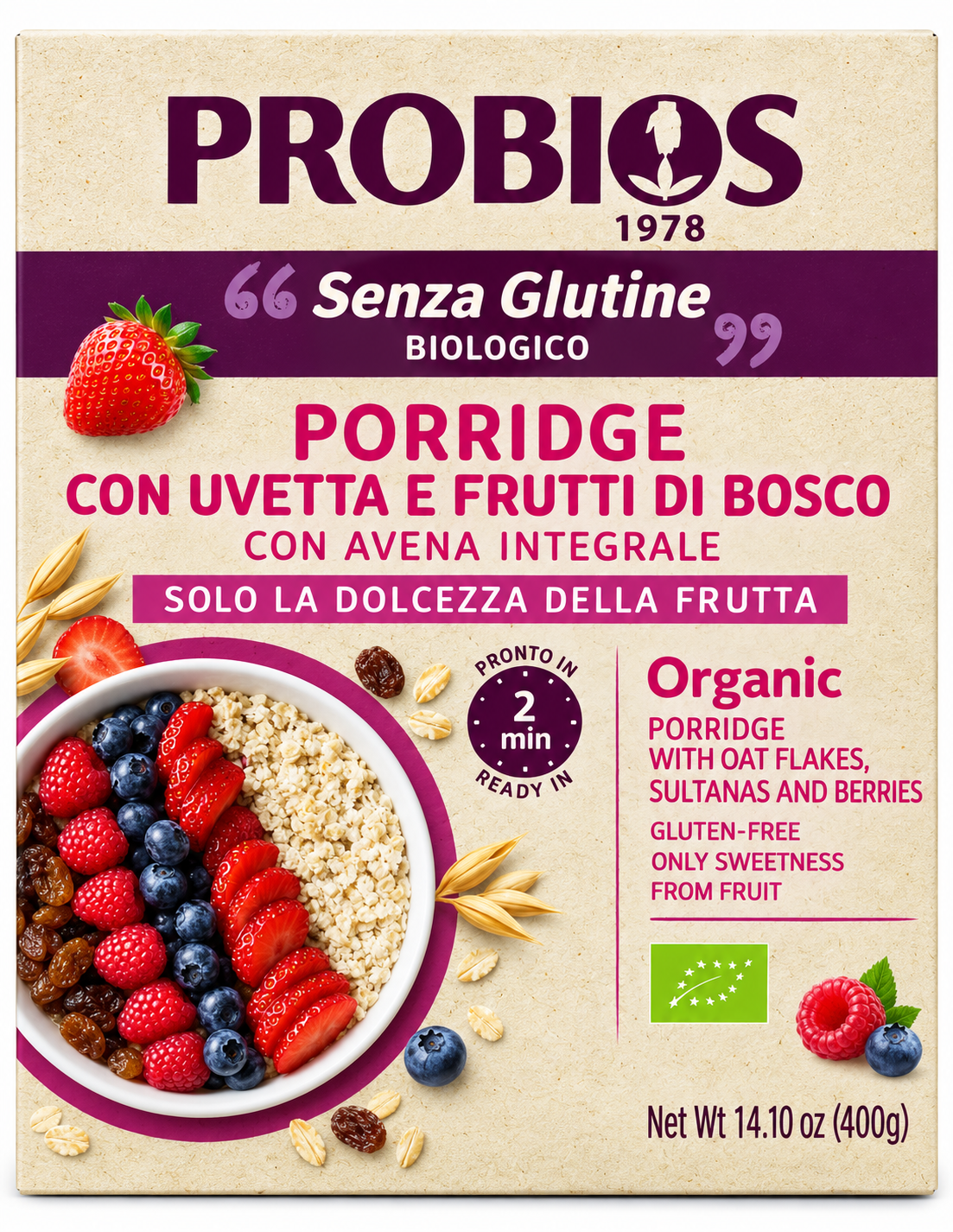 PROBIOS PORRIDGE CON UVETTA E FRUTTI DI BOSCO